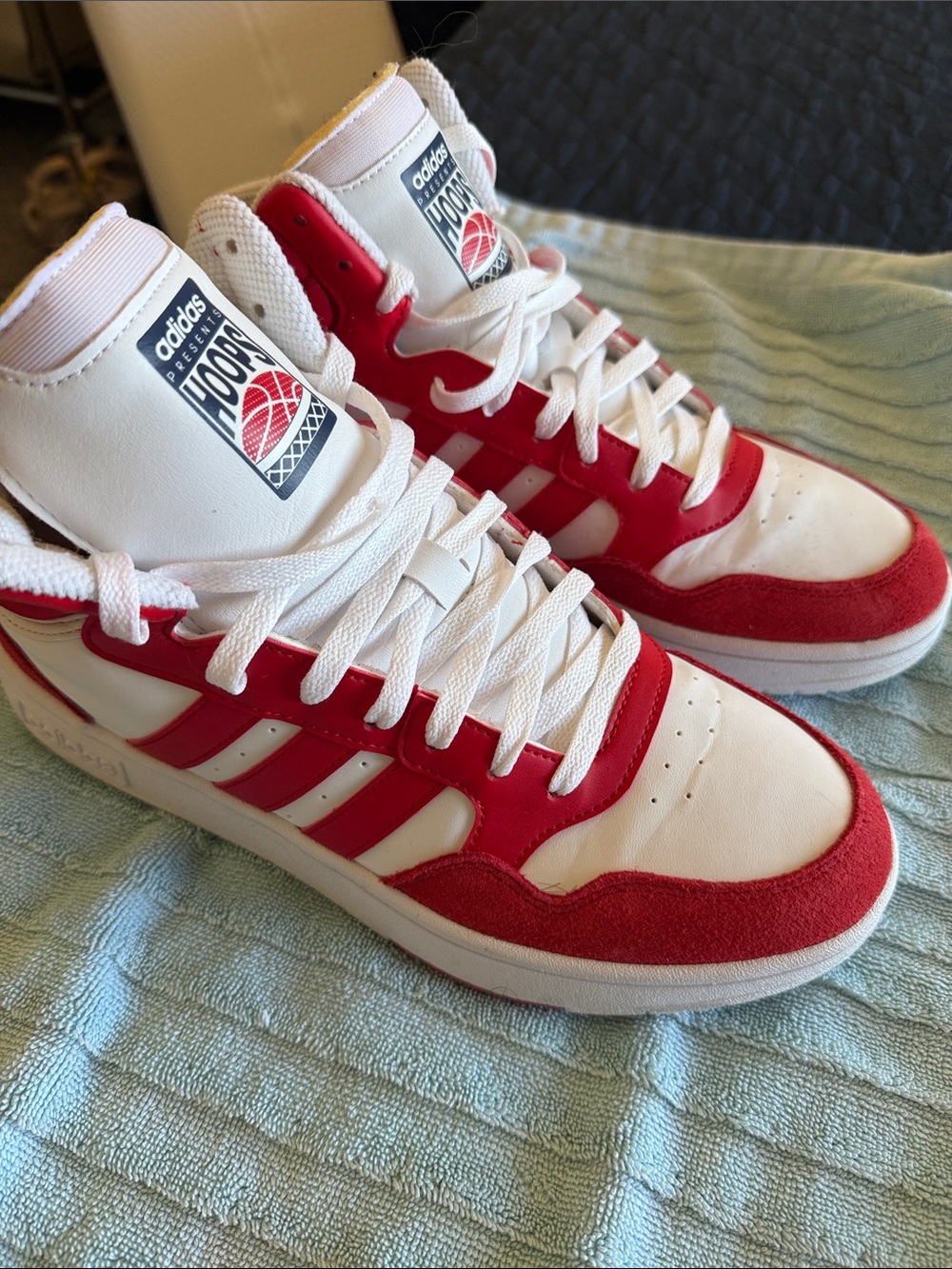 adidas Hoops 3.0 White and Red Men’s High-Top Sneakers